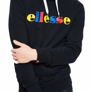 Ellesse Men's Black Hoodie with Multicolor Logo